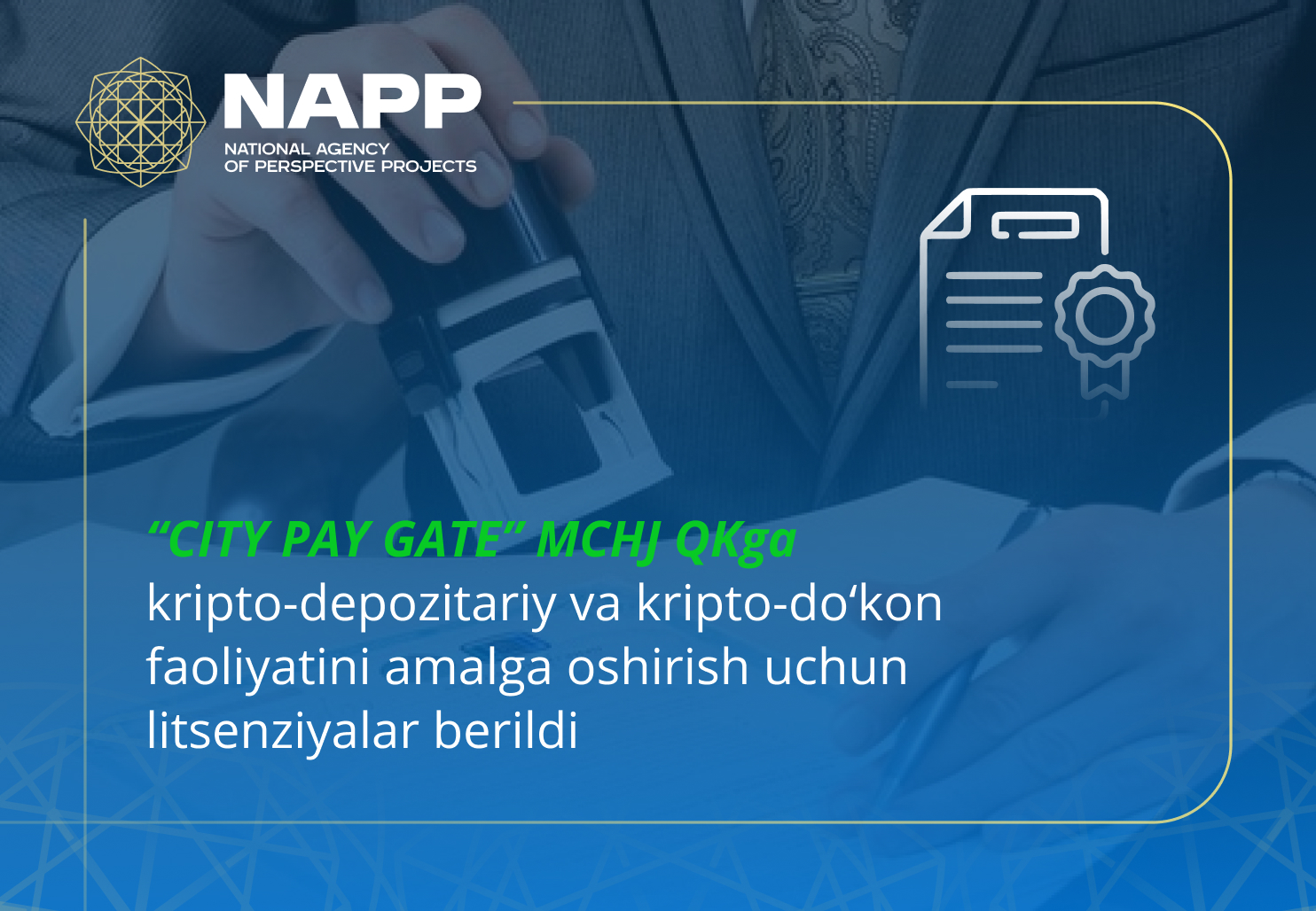 Kripto-aktivlar aylanmasi sohasida faoliyatini amalga oshirish uchun  litsenziyalar berildi