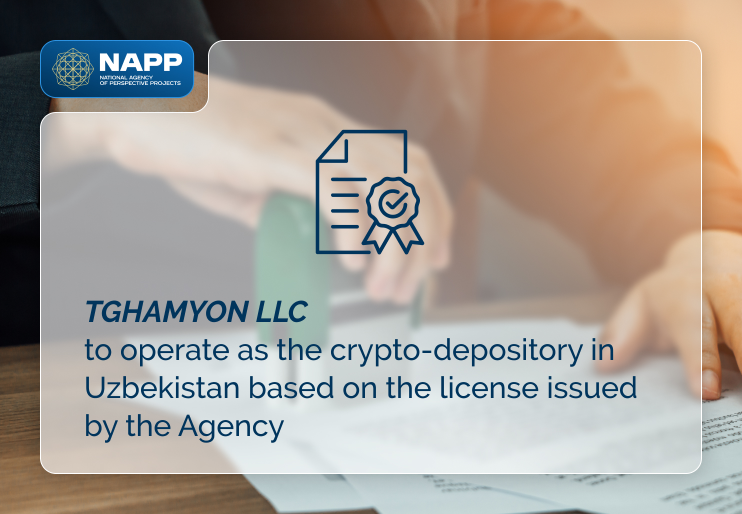 TGHAMYON LLC to operate as the crypto-depository in Uzbekistan based on the license issued by the Agency