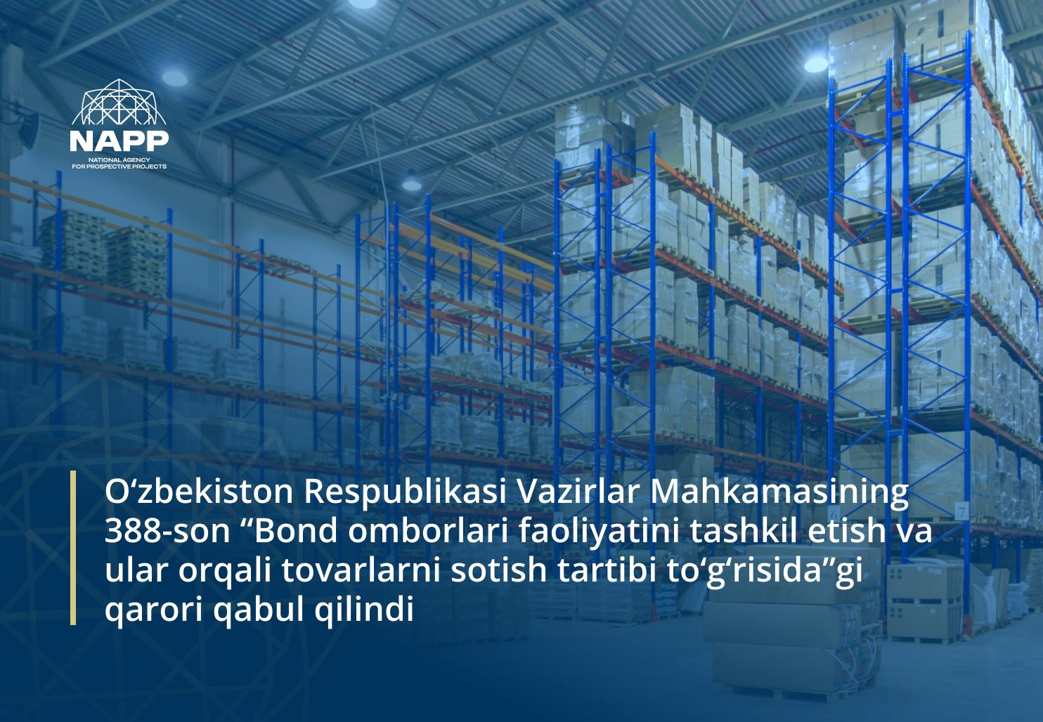 Bond omborlari faoliyatini tashkil etish va ular orqali tovarlarni sotish tartibi tasdiqlandi